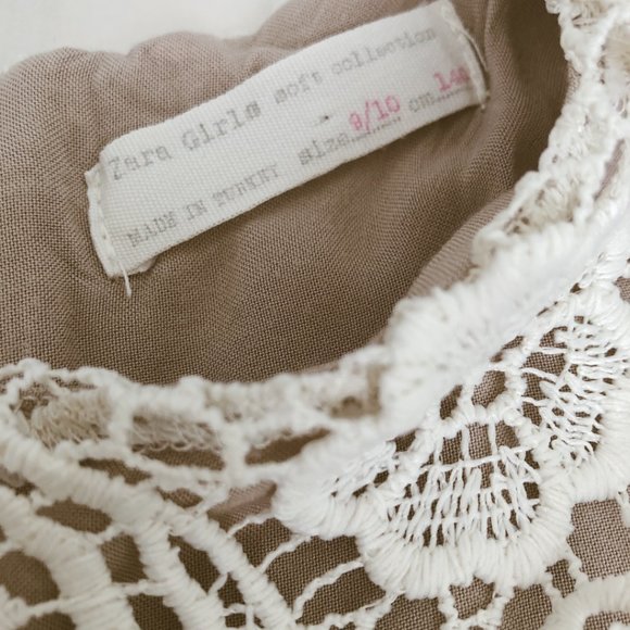 Soft Light Tan and White Lace Dress - Picture 4 of 5